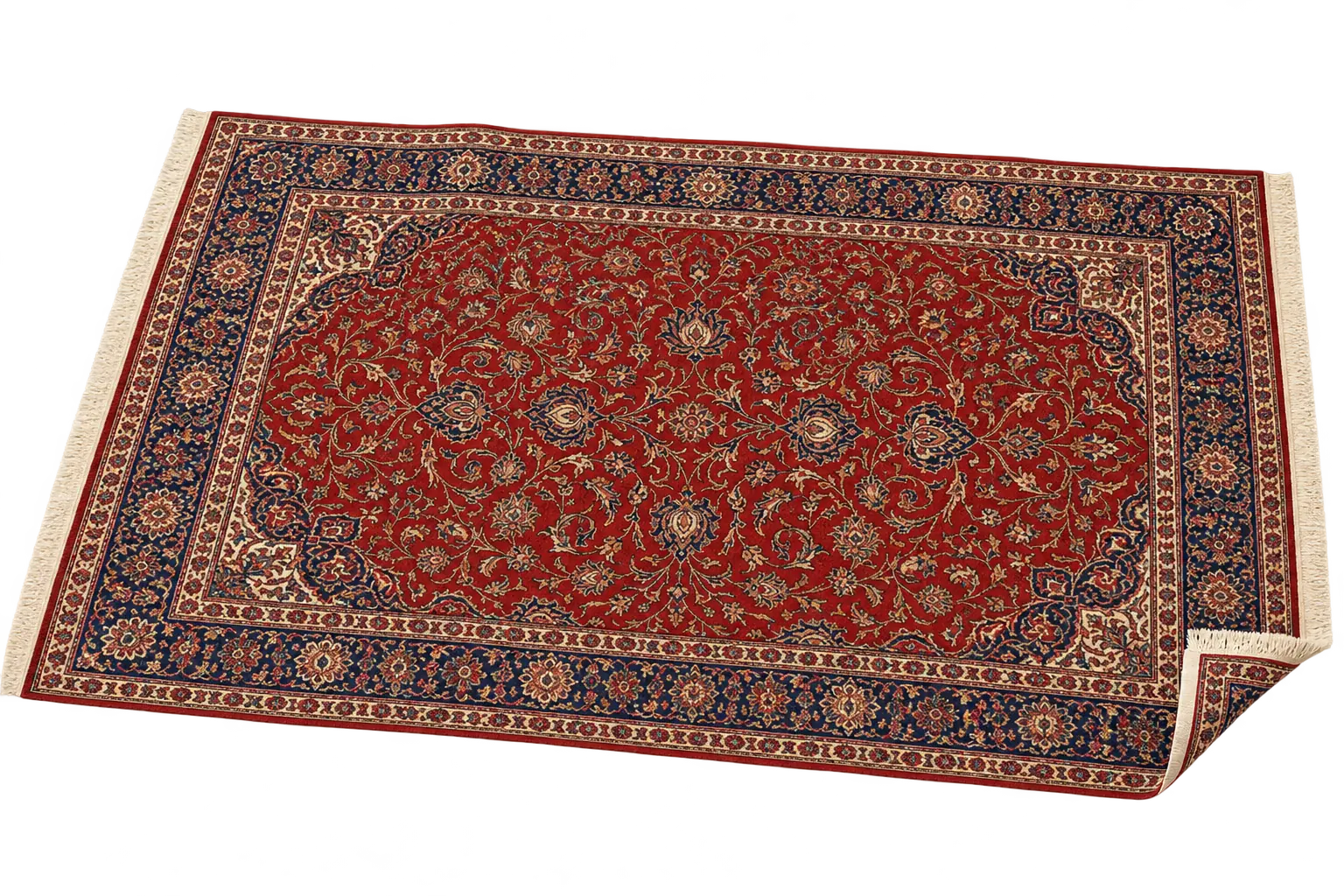 A Persian rug sweeping desktop files underneath it